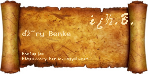 Őry Benke névjegykártya